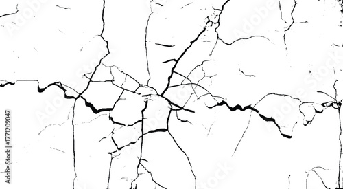 White wall Cracked concrete. Old cement broken texture with cracks Background. Vector illustration, EPS 10.
