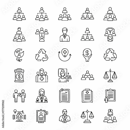 Business and Social Organization Structure Icons.