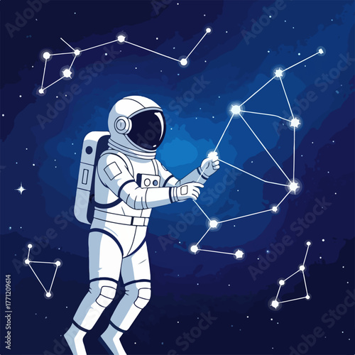 Astronaut Linking Stars – Cosmic Creativity and Exploration Concept