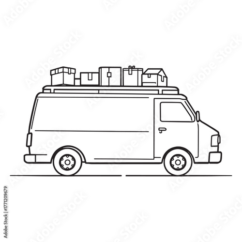 Delivery Van speeding through city streets