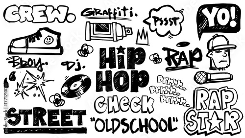 Street graffiti vector inspired by oldschool hip hop and raw spray tags. Perfect for music covers, fashion prints, and creative street visuals.