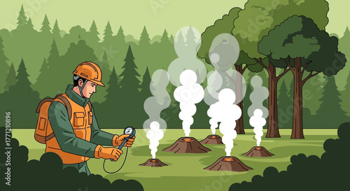 Environmental Scientist Monitoring Volcanic Gas Emissions for Climate Studies