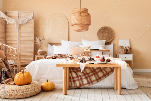 Comfortable bed, bench and ...
