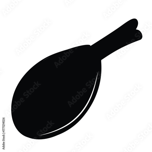 Cute cartoon hand drawn vector chicken turkey leg piece silhouette.