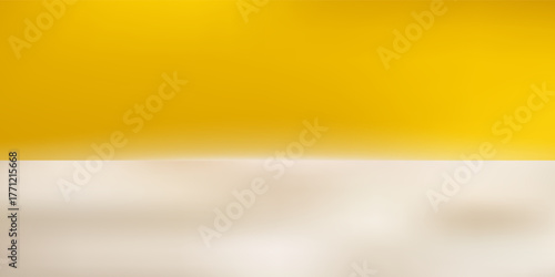 Bright yellow background with soft, natural shadows. Mock up for branding products, cosmetics food or jewelry presentation.