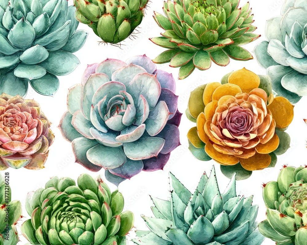 Fototapeta premium Colorful Succulent Pattern Design