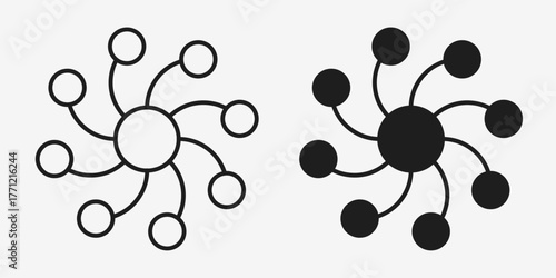 Minimal gray neural network icon, perfect for technology, AI, and digital innovation designs.