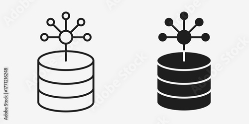 Minimal gray neural data icon, ideal for tech, analytics, and machine learning interface designs.