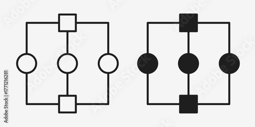 Minimal gray smart algorithm icon, perfect for technology, automation, and machine learning interface designs.