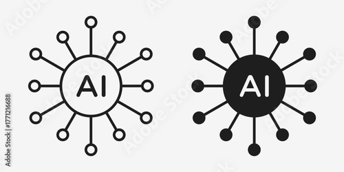 Minimal gray vector network icon in AI format, ideal for technology, data connection, and digital communication designs.