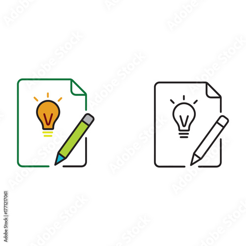 Blogging Idea Sketch Icon – Pencil & Paper Outline