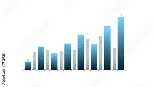 Free Download Digital bar chart showing growth with trend line financial data analysis graphs or the stock market. style clean futuristic technology design. - GFXLoad
