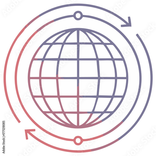 Global Network Cycle Abstract Graphic with Earth Symbol and Arrow Circulation