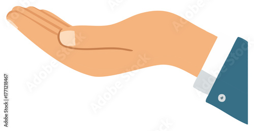 Open palm holding nothing offering support or receiving help in a business context