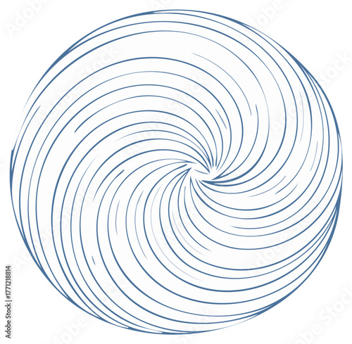 Dynamic abstract blue spiral lines create a mesmerizing circular vortex motion graphic element