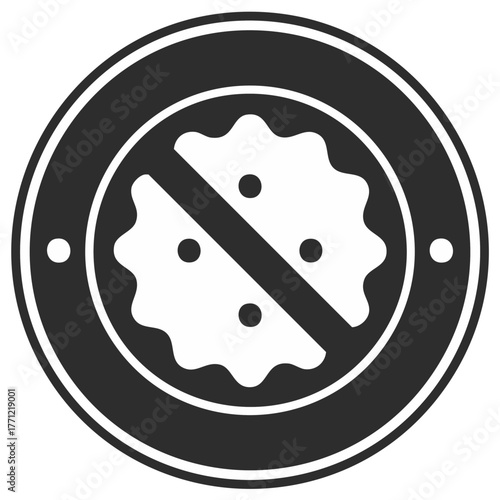 Grain Free Symbol: Restriction of Baked Goods, Gluten-Free Circle Icon, Food Allergen Information