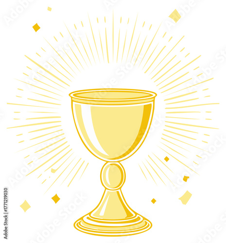 Golden Chalice Emitting Bright Rays of Light Symbolizing Success and Victory