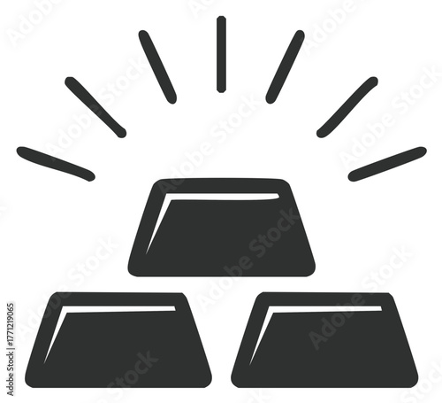 Stylized Gold Bullion Stacks with Shining Light Rays Symbolizing Wealth and Prosperity