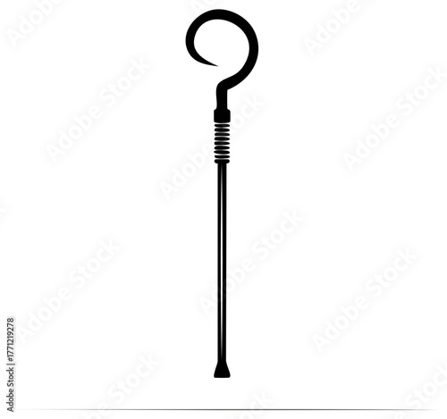 Question Mark Cane Concept: Silhouette of a Symbolic Walking Stick for Solving Mysteries
