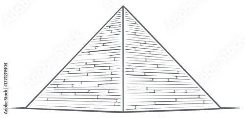 Monochrome pyramid graphic. Ancient architecture vector illustration for conceptual designs.