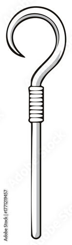 Vector illustration of a traditional shepherd's crook or religious staff icon