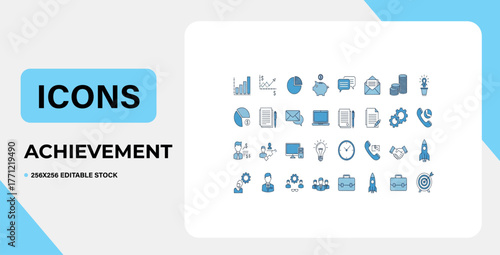 Set of blue vector stickers and labels for web and business design