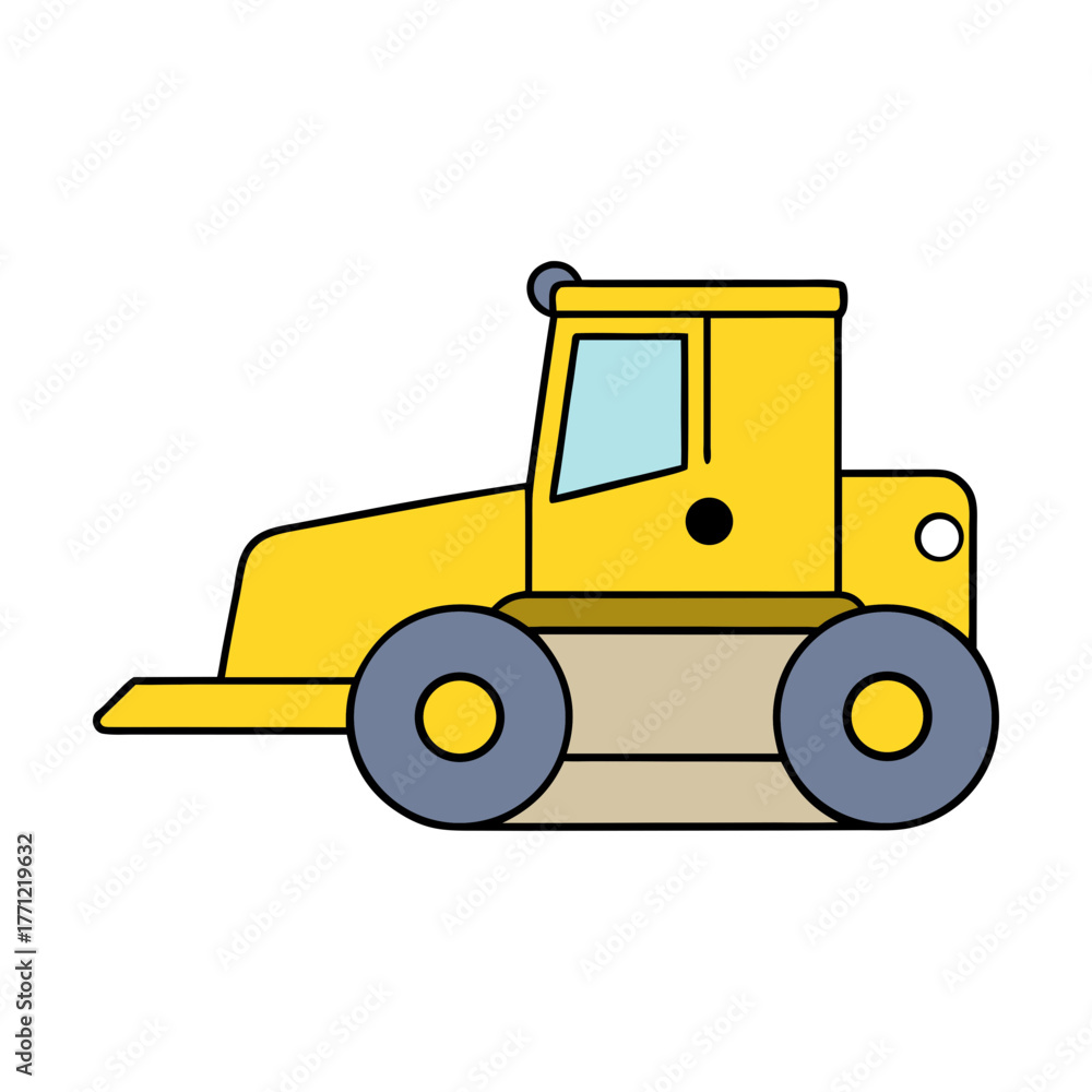 Fototapeta premium Cartoon yellow dozer on transparent background