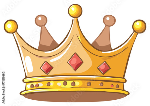 Cartoon golden crown with gemstones, royal illustration, crowning achievement, monarchy theme