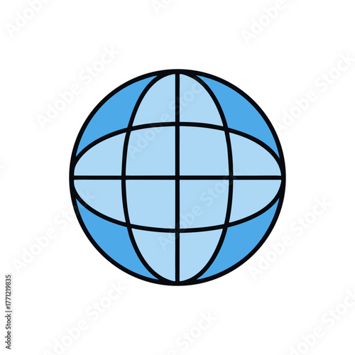 A blue globe design on transparent background