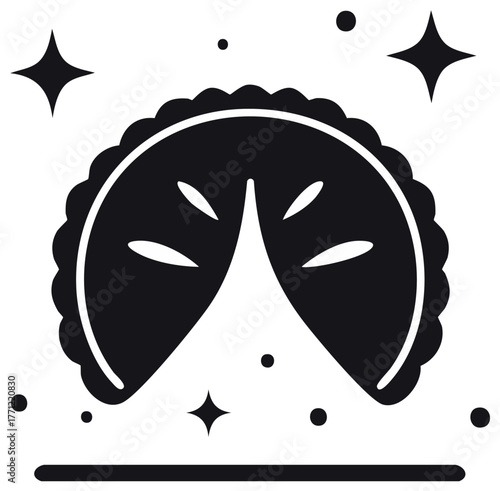 Sparkling fortune cookie vector icon for good luck future prediction and fate