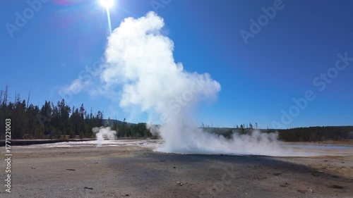 Celestine Pool steaming in lower geyser basin Yellowstone