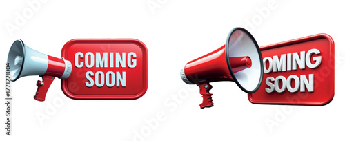 Coming Soon Announcement with Red Megaphone  