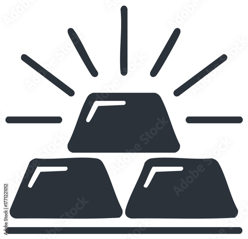 Stylized Icon of Gold Bars Stack, Representing Wealth and Investment Opportunities