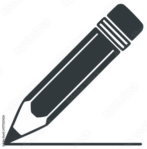 Dark gray pencil drawing a single straight line on white background graphic icon