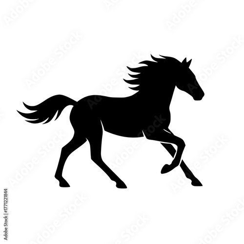 Running Horse Silhouette, Majestic Galloping Horse Icon