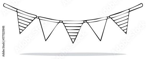 Hand drawn garland of pennant flags for festive celebration decoration element