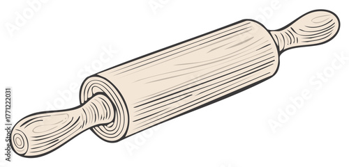 Wooden rolling pin kitchen tool for baking and dough preparation