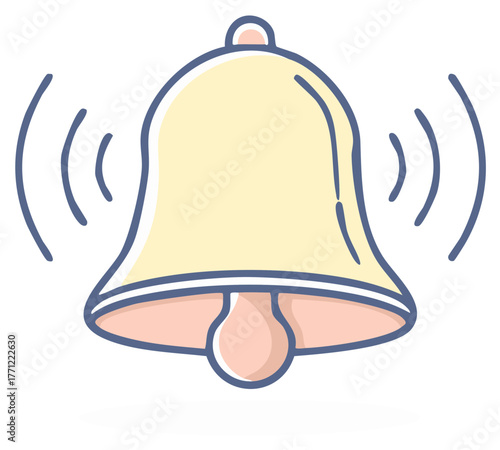 Cartoon bell illustration with ringing waves