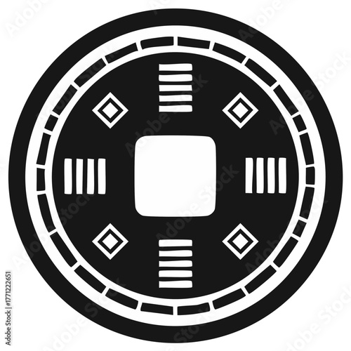 Black and White Asian Coin Design