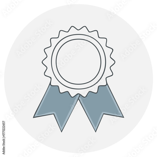 Simple award medal with ribbon line icon for success and quality