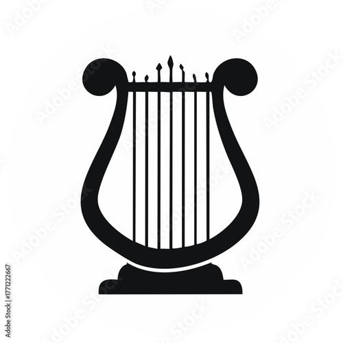 Stylized black lyre musical instrument a timeless symbol of classical music and harmony
