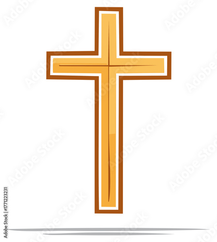 Stylized Cross Symbol Isolated Religious Iconography Christian Faith Hope Worship Belief Spiritual, Modern Graphic Design Illustration