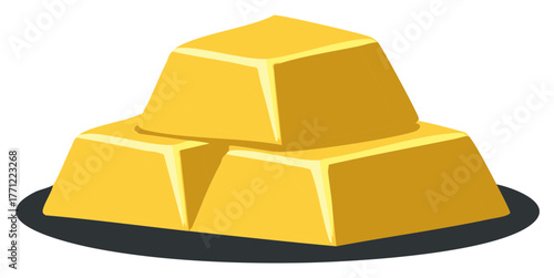 Stack of gleaming gold bars arranged in a pyramid on a dark surface
