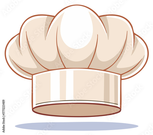 Classic white chef hat illustration. Professional cook or baker toque for culinary and restaurant concepts.