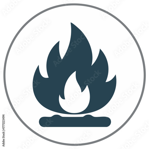 Natural gas flame icon symbol for energy fuel power and heating utility services