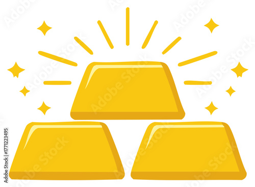 Bright sparkling gold bullion ingots illustration representing riches and investment value