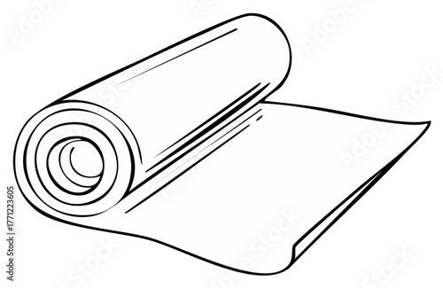 Rolled paper sheet vector illustration. Unfurled page, folded and coiled.