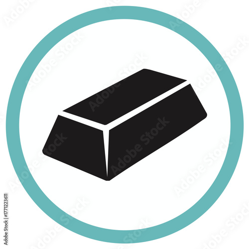 Stylized Gold Bar Illustration in Circular Frame Concept for Finances or Investment