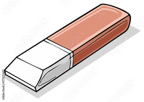 Classic pink rubber eraser vector illustration, an essential school and office supply