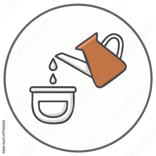 Pouring liquid from a watering can into a container icon graphic